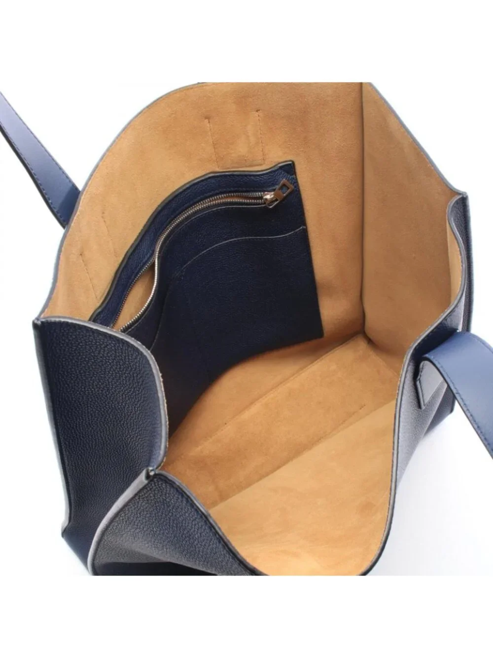 Loewe Tote Bag Buckle Horizontal Anagram Navy Leather